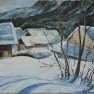 Chalets sous la neige (Vallée de Nevache) [Huile sur toile - 40 x 50]